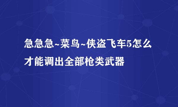 急急急~菜鸟~侠盗飞车5怎么才能调出全部枪类武器