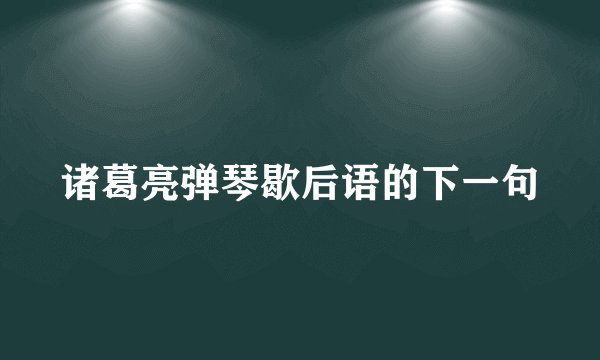 诸葛亮弹琴歇后语的下一句