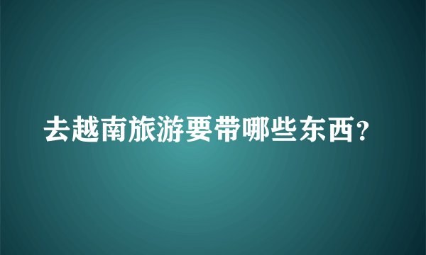 去越南旅游要带哪些东西？