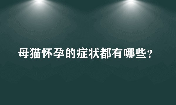 母猫怀孕的症状都有哪些？
