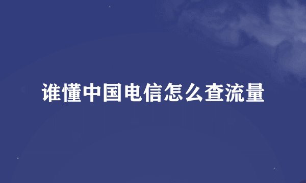 谁懂中国电信怎么查流量