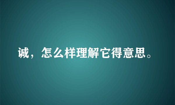 诚，怎么样理解它得意思。