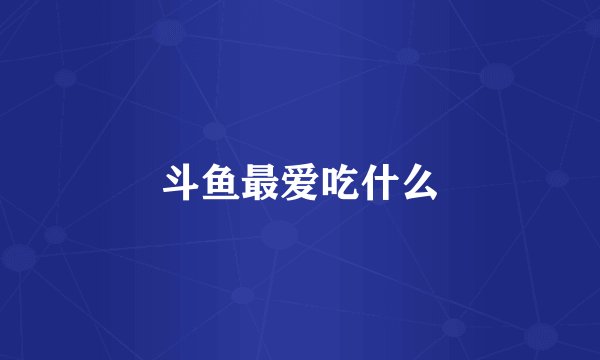 斗鱼最爱吃什么