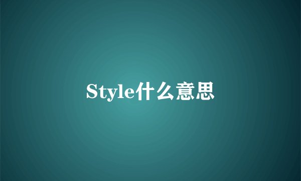 Style什么意思