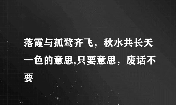 落霞与孤鹜齐飞，秋水共长天一色的意思,只要意思，废话不要