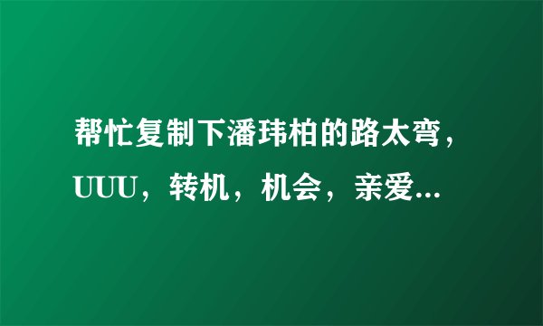 帮忙复制下潘玮柏的路太弯，UUU，转机，机会，亲爱的，双人舞，触动的歌词。高分悬赏~