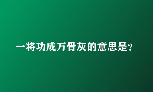 一将功成万骨灰的意思是？