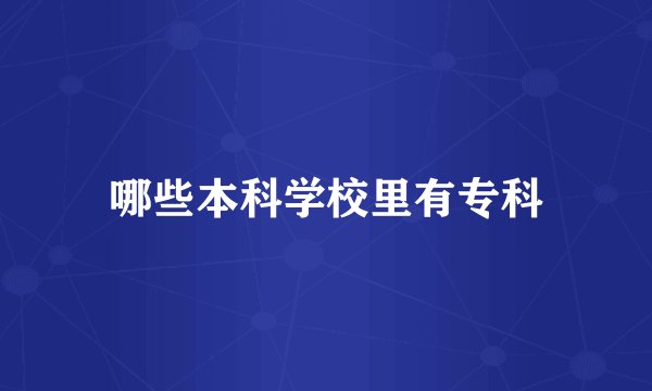 哪些本科学校里有专科