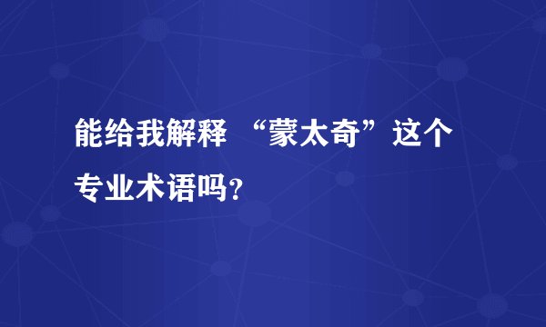 能给我解释 “蒙太奇”这个专业术语吗？