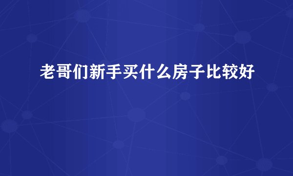老哥们新手买什么房子比较好