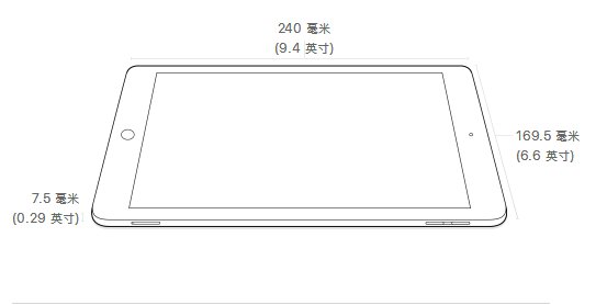 IPAD尺寸是多少 就是长多少厘米 宽多少厘米 机身的不是屏幕
