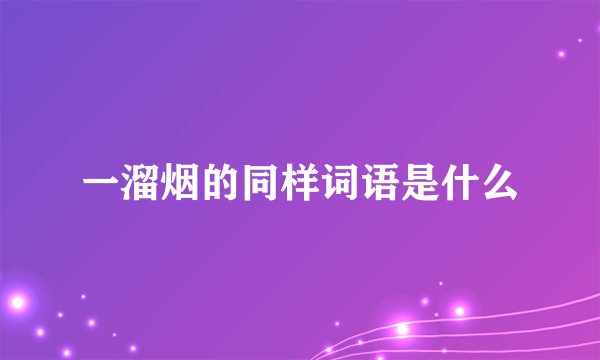 一溜烟的同样词语是什么