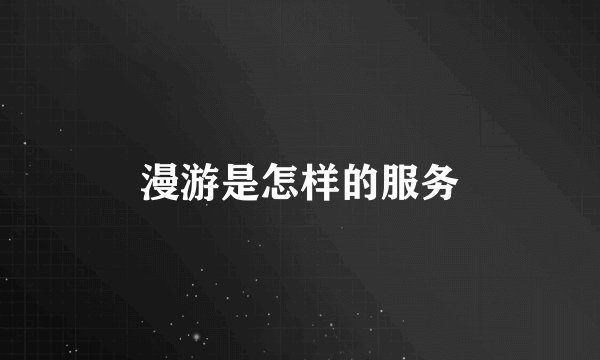 漫游是怎样的服务