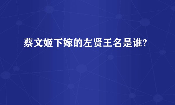 蔡文姬下嫁的左贤王名是谁?