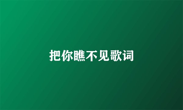 把你瞧不见歌词