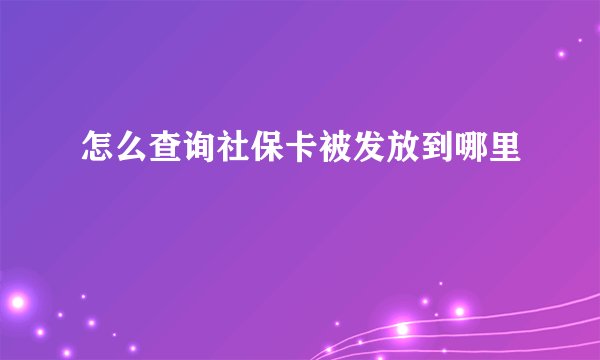 怎么查询社保卡被发放到哪里