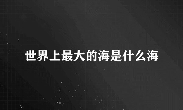 世界上最大的海是什么海