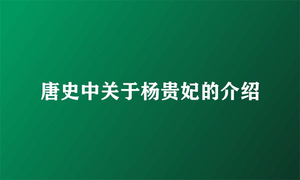 唐史中关于杨贵妃的介绍