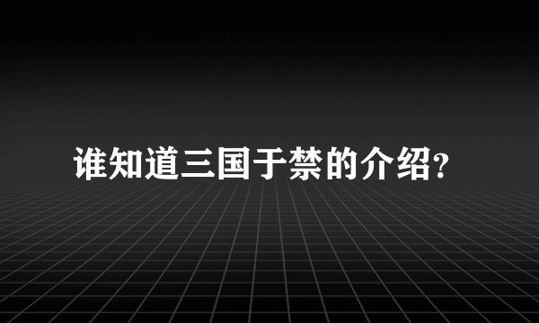 谁知道三国于禁的介绍？