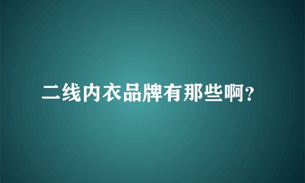二线内衣品牌有那些啊？