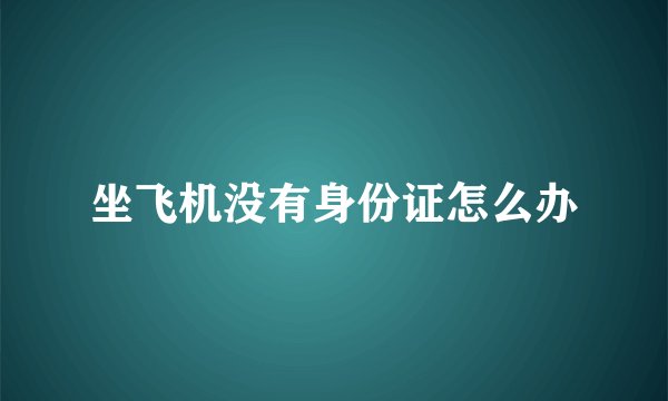 坐飞机没有身份证怎么办
