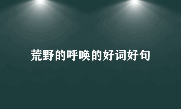 荒野的呼唤的好词好句