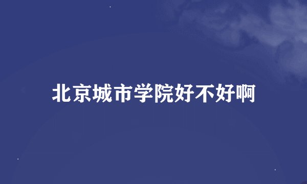 北京城市学院好不好啊