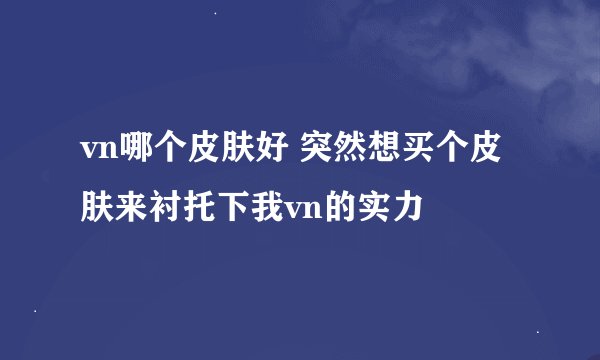 vn哪个皮肤好 突然想买个皮肤来衬托下我vn的实力