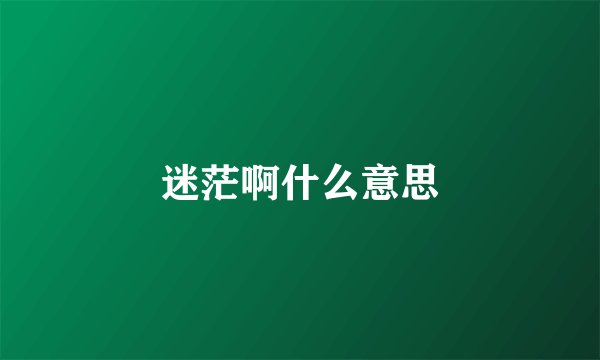 迷茫啊什么意思