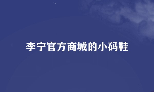 李宁官方商城的小码鞋