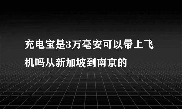 充电宝是3万亳安可以带上飞机吗从新加坡到南京的
