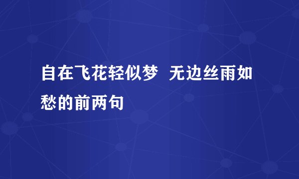 自在飞花轻似梦 无边丝雨如愁的前两句