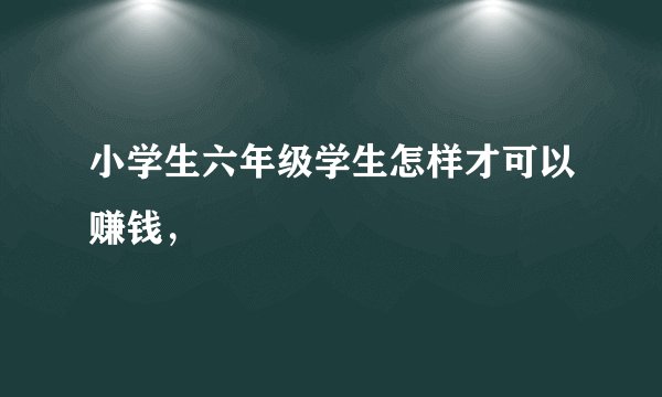 小学生六年级学生怎样才可以赚钱，