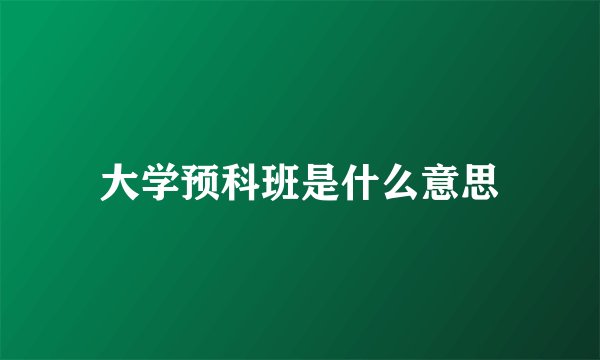 大学预科班是什么意思