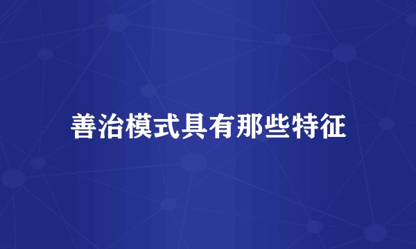善治模式具有那些特征