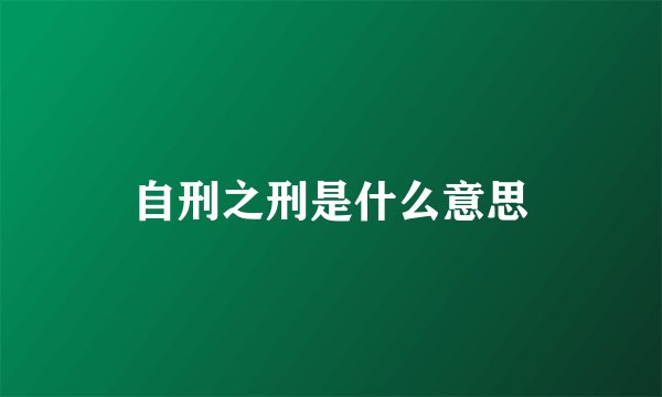 自刑之刑是什么意思