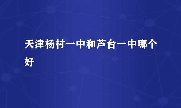 天津杨村一中和芦台一中哪个好