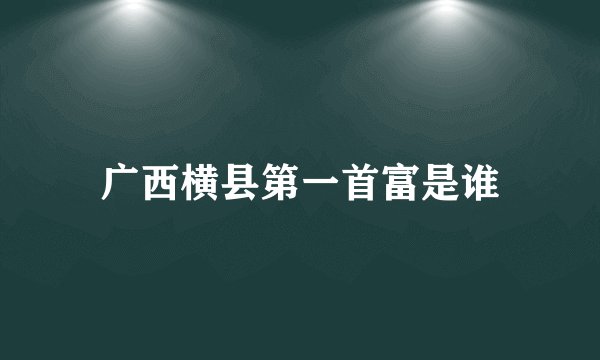 广西横县第一首富是谁