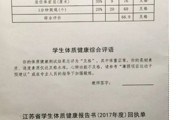 怎样写体质报告书回执单家长寄语啊?