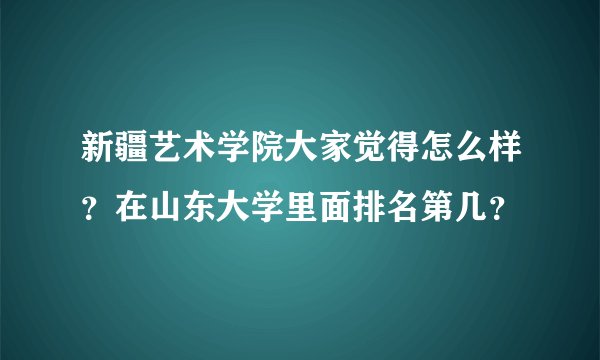 新疆艺术学院大家觉得怎么样？在山东大学里面排名第几？