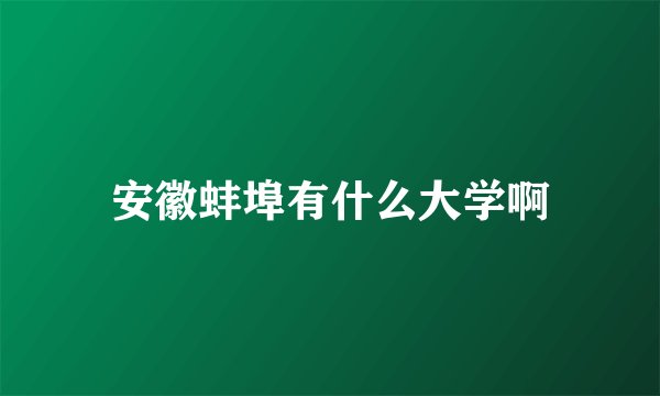 安徽蚌埠有什么大学啊