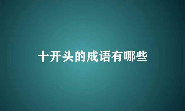 十开头的成语有哪些