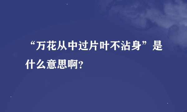 “万花从中过片叶不沾身”是什么意思啊？