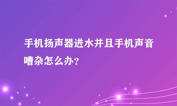 手机扬声器进水并且手机声音嘈杂怎么办？