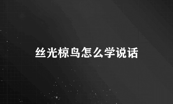 丝光椋鸟怎么学说话