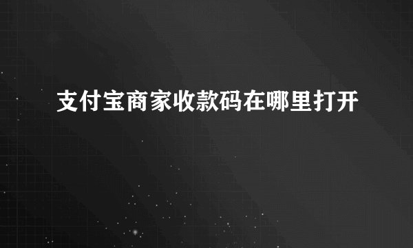 支付宝商家收款码在哪里打开