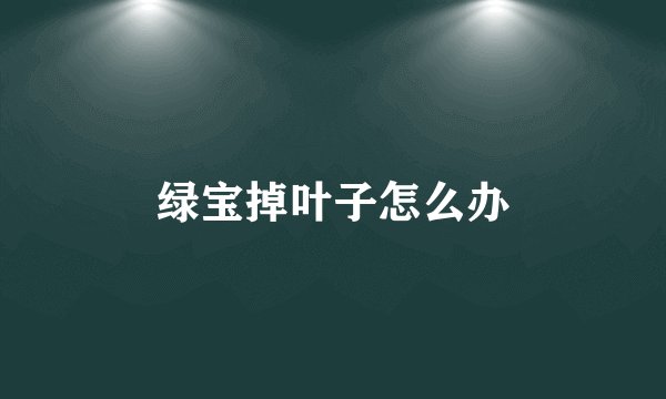 绿宝掉叶子怎么办