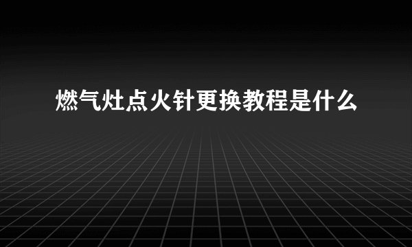 燃气灶点火针更换教程是什么