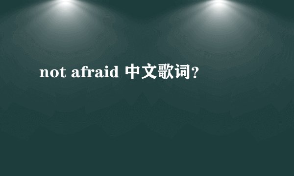 not afraid 中文歌词?
