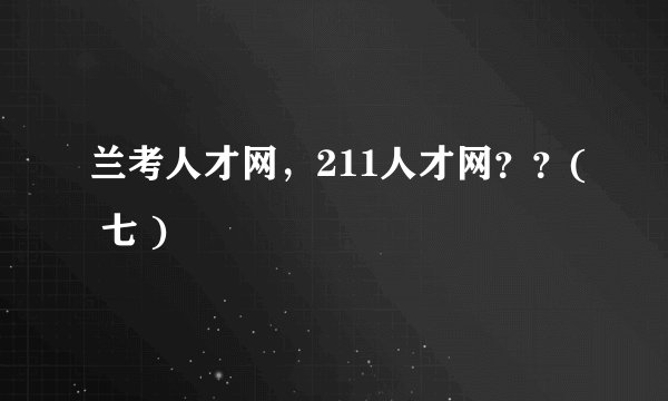 兰考人才网，211人才网？？( 七 )